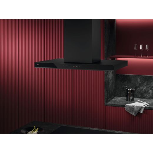 AEG 8000 AuroraTech® 90cm Cooker Hood - Black - Cooker hood in kitchen shot