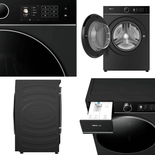 Hisense 5i KitchenFit Series WF5I1245BBR 12kg Washing Machine with 1400 rpm - Black -  Close up detail shot 