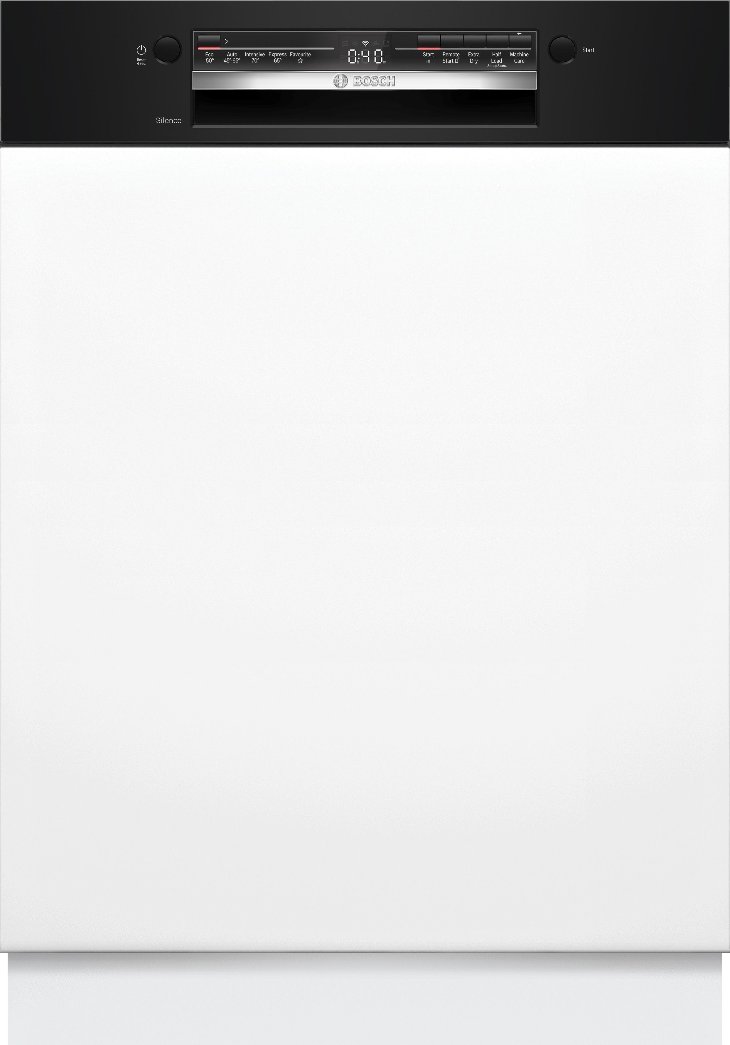 Image of Bosch Series 2 SMI2HTB02G Semi Integrated Full Size Dishwasher - Black Control Panel with Fixed Door Hinge Kit - D Rated, Black