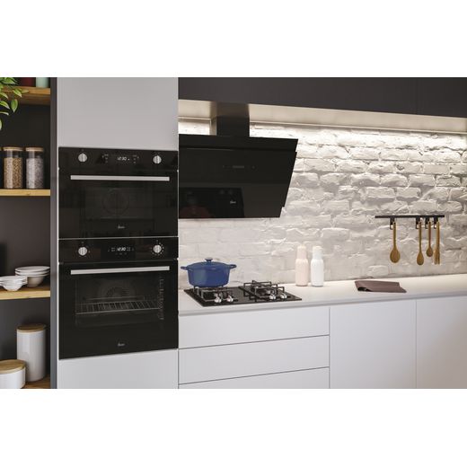 Hoover HDG9DCH3B Wifi Connected 90cm Chimney Cooker Hood for Ducted/Recirculating Ventilation - Black Glass - cooker hood in kitchens shot