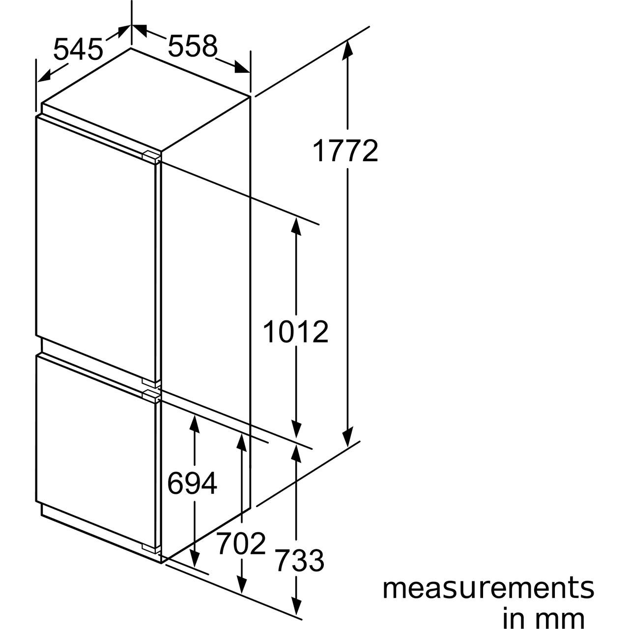 siemens fridge size