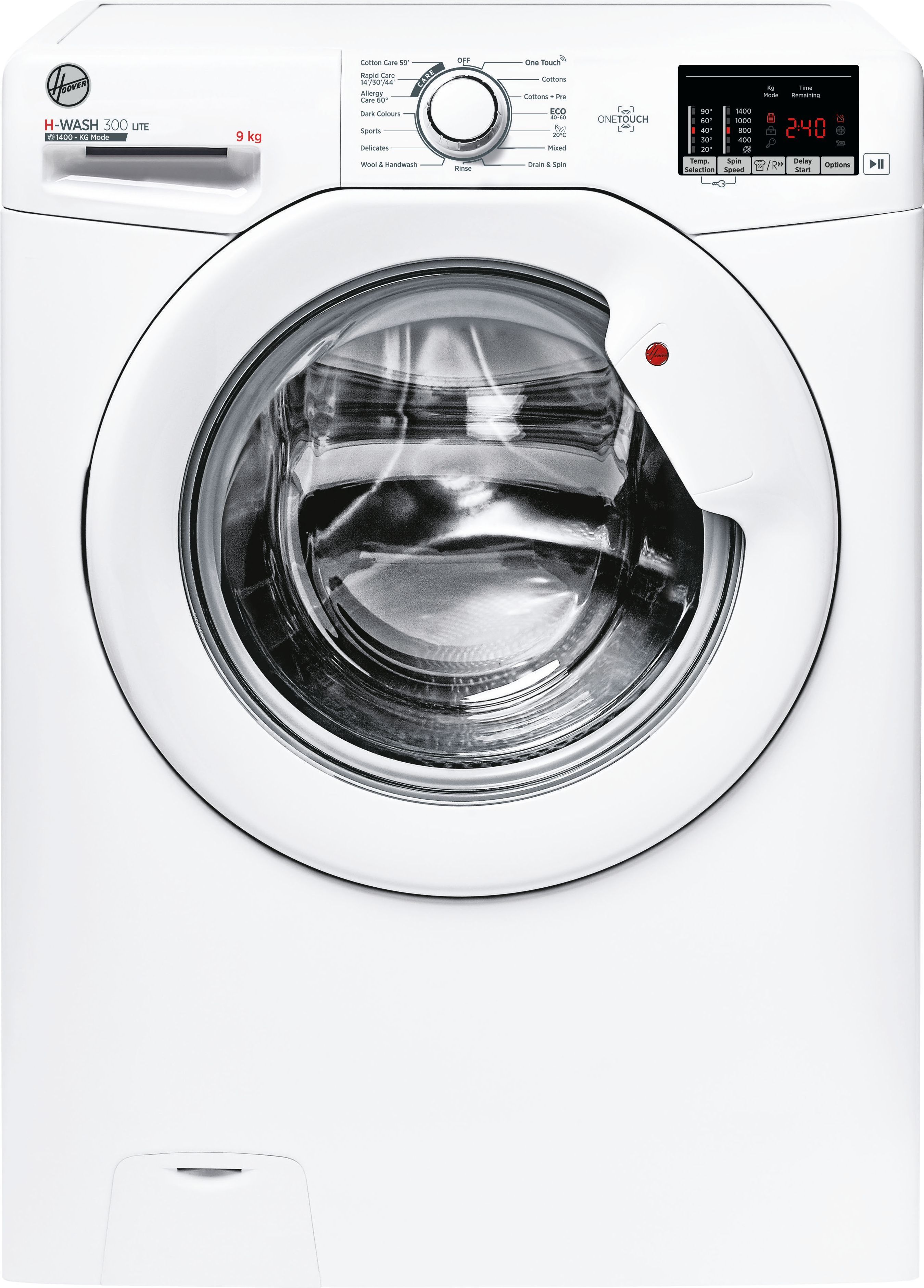 Hoover H-WASH 300 LITE H3W492DA4/1-80 9kg Washing Machine with 1400 rpm - White - B Rated, White
