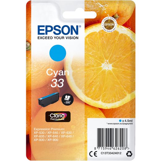 Epson Orange Singlepack Cyan 33 Claria Premium Ink