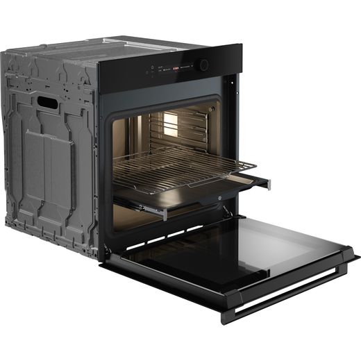 ASKO Craft Celsius OT56BGH Wifi Connected Built In Electric Single Oven - Black  - Right perspectives door open shot