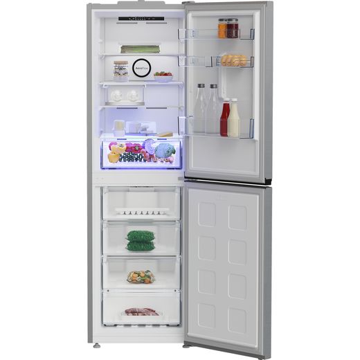 Beko Fridge Freezer - Stainless Steel - Front with door open shot 