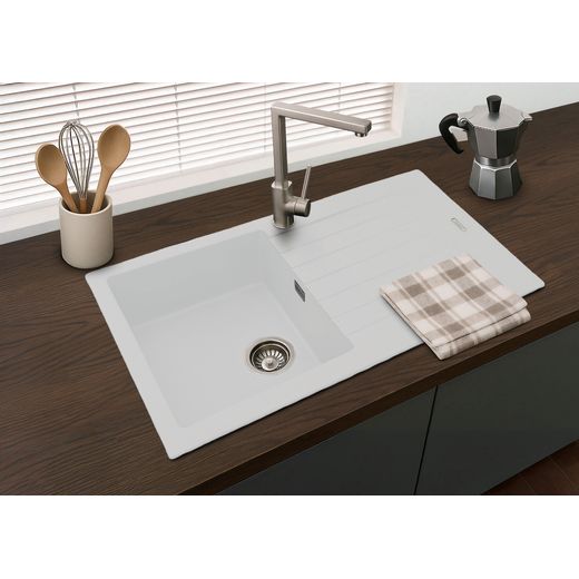 Harlyn Daymer 1.0 Kitchen Sink - White - sink in kitchen shot