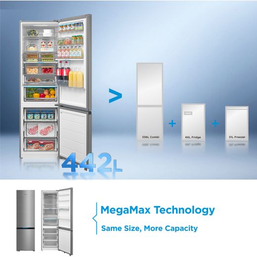 Midea Spacemaster MDRB600MIC46P Wifi Connected 201cm High 70/30 Frost Free Fridge Freezer - Black - Annotation - MegaMax Technology