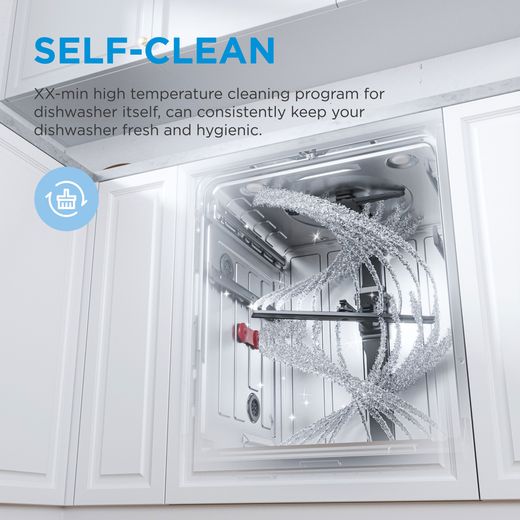 Midea Standard Dishwasher - Stainless Steel - Annotation - Self clean shot