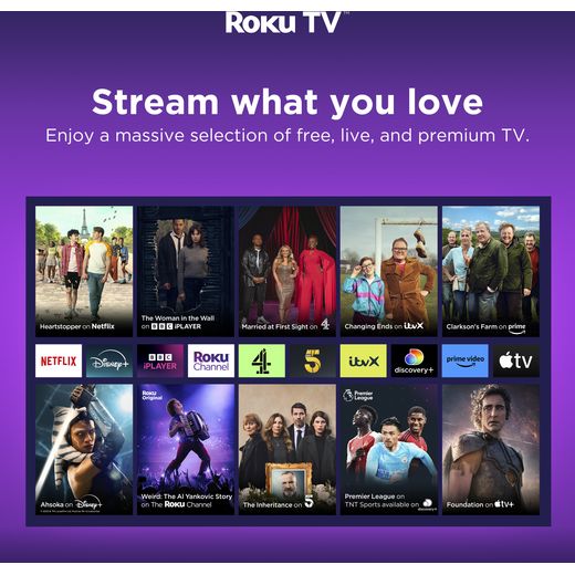 Veltech 55" 4K Ultra HD DLED Smart Roku TV - annotation - stream what you love shot 