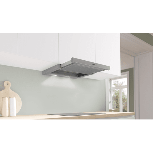 Bosch DFM063W57B Telescopic Cooker Hood Silver - Cooker hood in kitchen