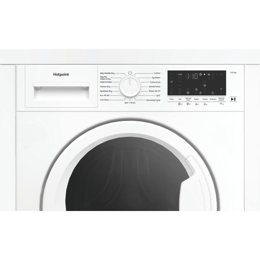 Hotpoint BIWD961486UK Wifi Connected Integrated 9Kg / 6Kg Washer Dryer with 1400 rpm - White - Control panel