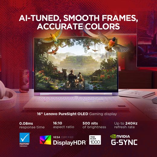 Lenovo Legion 7 OLED 16" Laptop - NVIDIA® GeForce RTX™ 5060, AMD Ryzen™ AI 7, 1TB SSD, 32 GB RAM - annotation - OLED gaming display