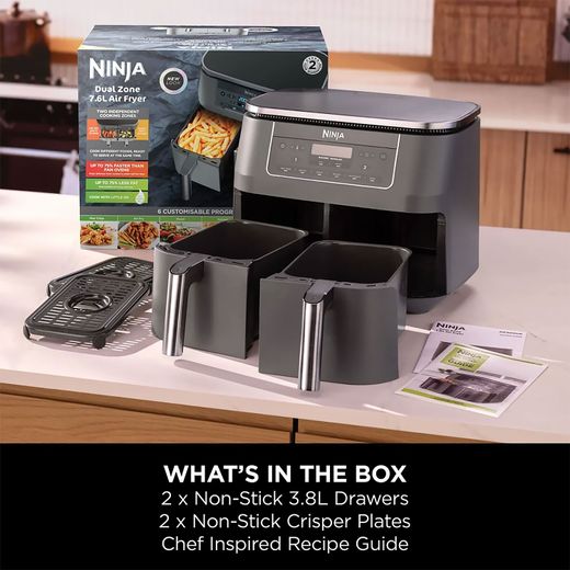 Ninja 6-in-1 Dual Zone DZ300UK Air Fryer - Grey - Annotation - What's in the box