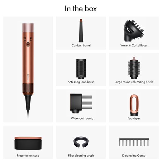 Dyson Airwrap™ I.D. Curly+Coily Hot Air Styler - Amber Silk - Annotation - in the box