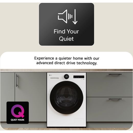 LG Series 7 AI Direct Drive™ W4X7016TWB Wifi Connected 11Kg / 6Kg Washer Dryer with 1400 rpm - White - Quiet Mark