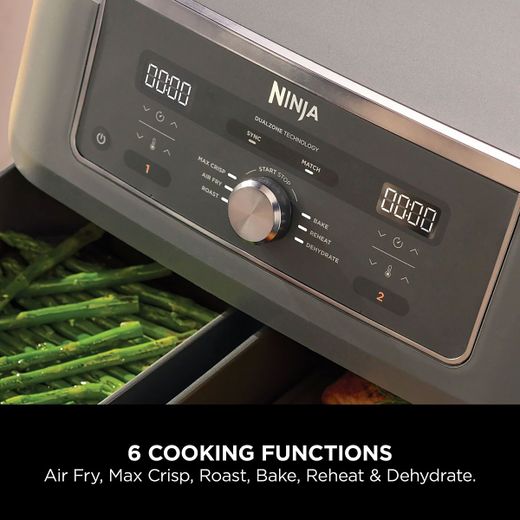 Ninja MAX 6-in-1 Dual Zone DZ400UK Air Fryer - Grey - Annotation - 6 cooking functions