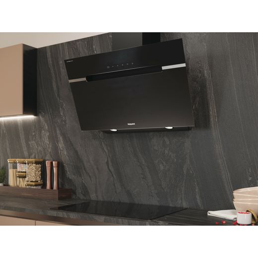 Hotpoint PHVS91FLTDPK Chimney Cooker Hood - Black - Cooker hood in kitchen shot