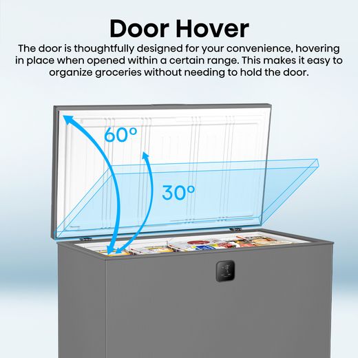 Hisense FT280WN3SGD Total No Frost Chest Freezer - Silver - annotation - door hoover shot