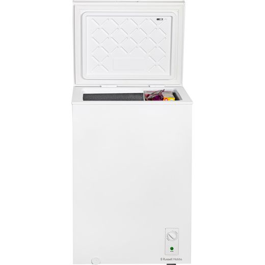Russell Hobbs Chest Freezer - White - Front with lid open shot