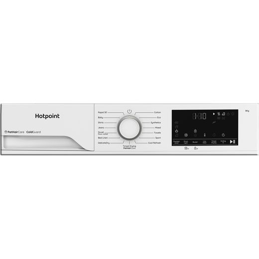 Hotpoint C HSD 84M WW UK 8Kg Heat Pump Tumble Dryer - White - control panel shot
