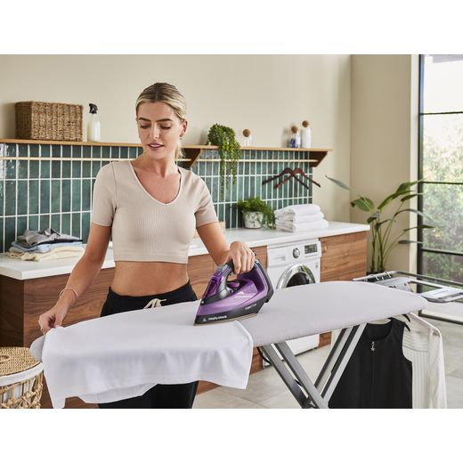Morphy Richards Turbosteam 303140 2800 Watt Iron -Purple / Black - WOman ironing