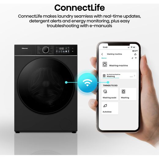Hisense 3i KitchenFit Series WF3I1143BBL 11kg WiFi Connected Washing Machine with 1400 rpm - Black - Annotation - ConnectLife