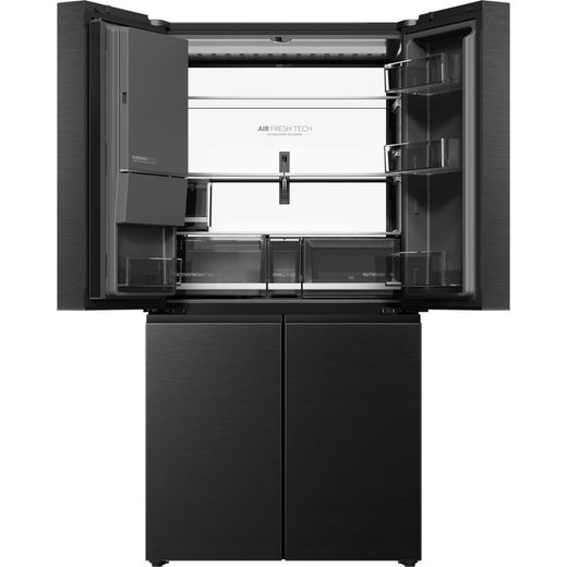 Haier Horizon American Fridge Freezer - Black - Front with door open shot