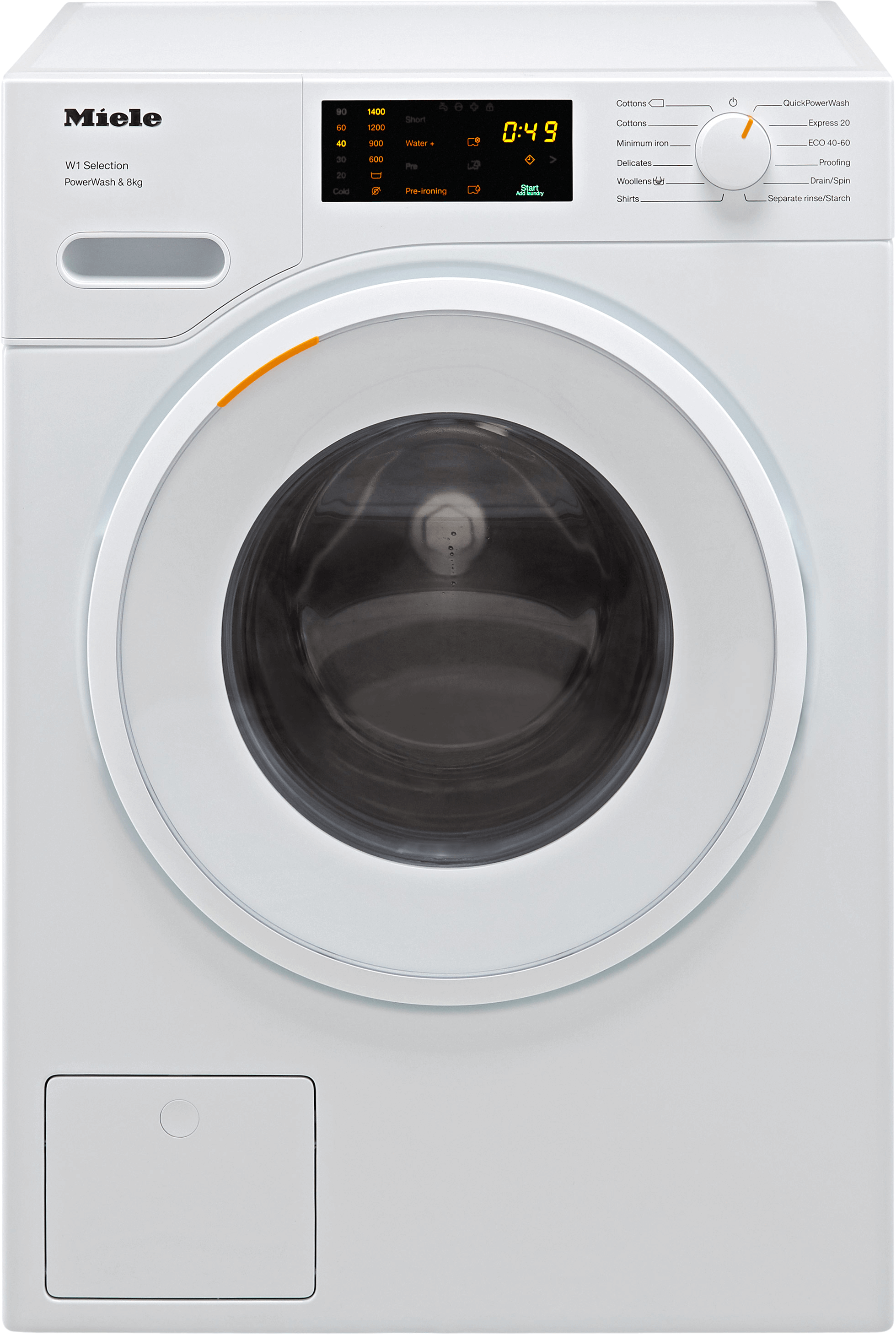 Miele W1 WSD323 8kg Washing Machine with 1400 rpm - White - A Rated, White