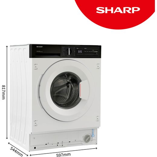 Sharp ES-NIH714BWA-EN Integrated 7kg Washing Machine with 1400 rpm - White - Dimensions