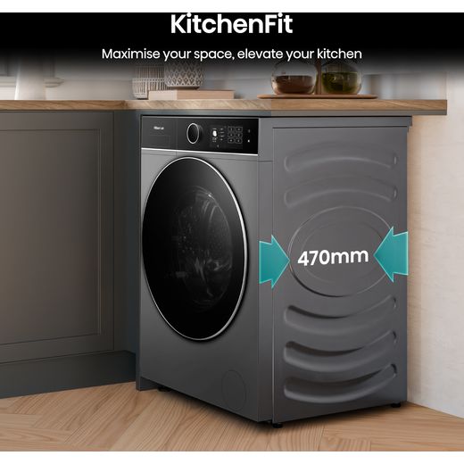 Hisense 5i KitchenFit Series WF5I9043BTFS 9kg Washing Machine with 1400 rpm - Titanium  - Annotation - Kitchen fit shot