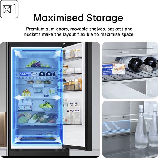 LG Fit & Max GBBW726AEV Wifi Connected 203cm 70/30 Total No Frost Fridge Freezer - annotation - maximised storage