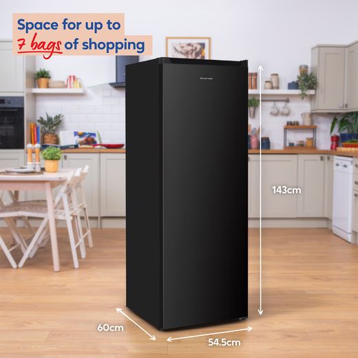 Russell Hobbs RH143FFFZ542E1B 143cm Small Upright Freezer with Door-on-door Kit - Black - Annotation - dimension shot 