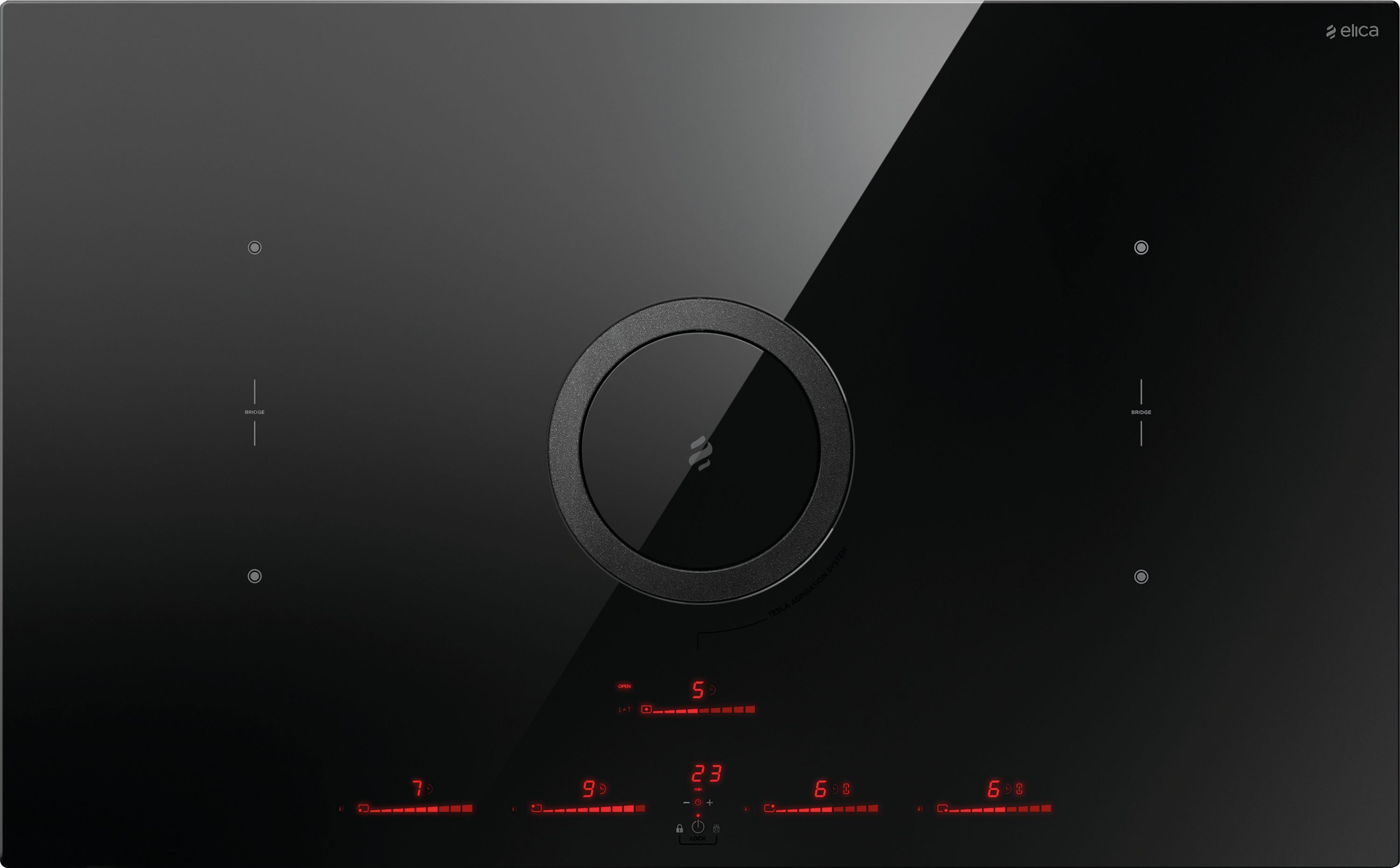 Elica - Induction Hob with Downdraft Cooker Hood - 83cm - Black - Zone Induction