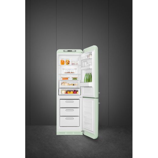 Smeg 50's Style FAB32RPG6UK 197cm 60/40 Frost Free Fridge Freezer - Pastel Green - Front with door open shot