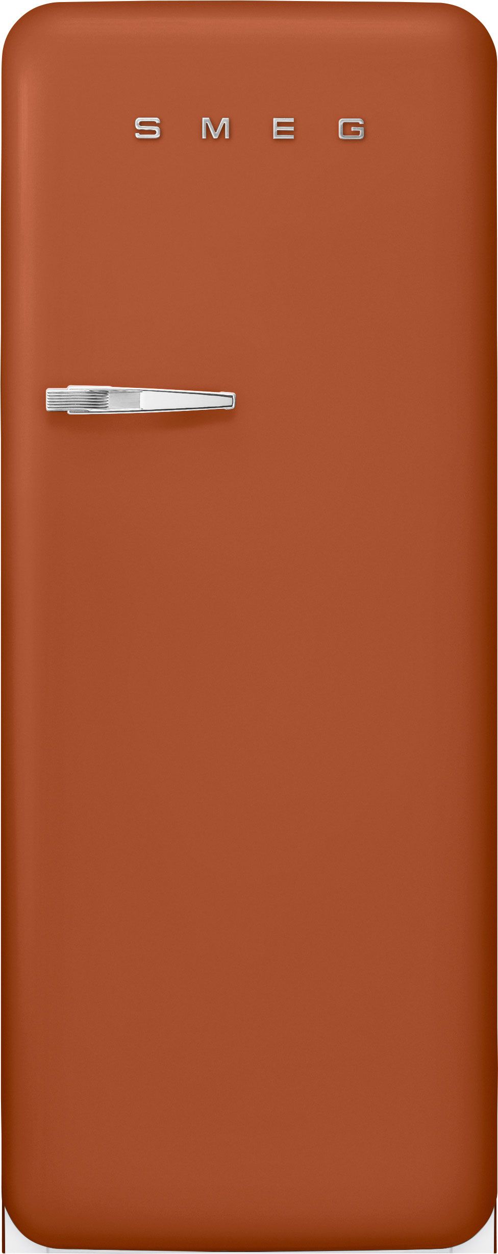Image of Smeg 50s Style Retro Right Hand Hinge FAB28RDRU6 153cm Small Fridge with Ice Box - Rust - C Rated, Orange