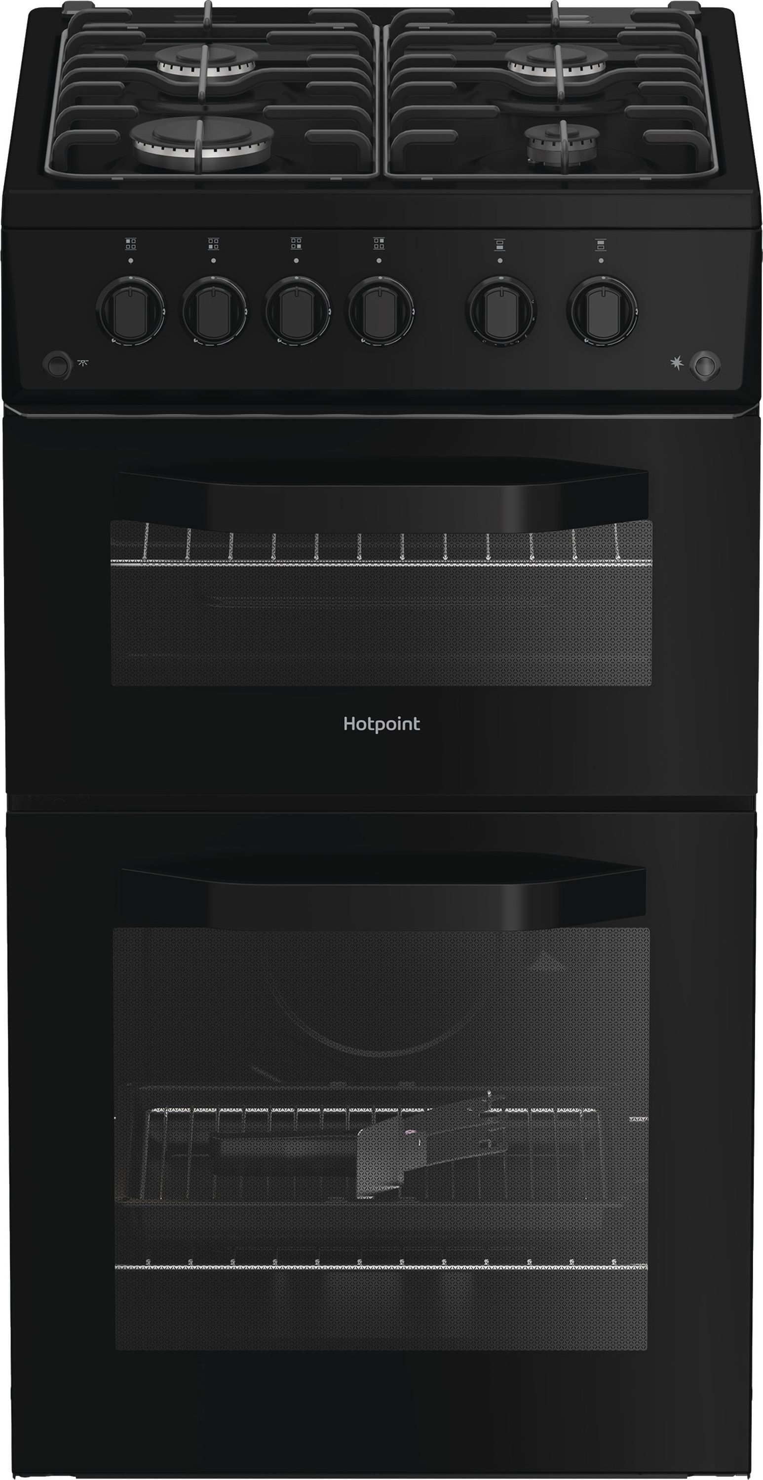 Image of Hotpoint HTG5GCB 50cm wide Single Oven Gas Cooker - Black - A+/A Rated, Black