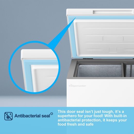 Fridgemaster Chest Freezer - White - Annotation - Anti bac seal shot