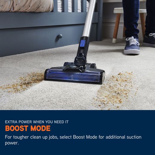 Vax Pace Cordless Vacuum Cleaner with up to 40 Minutes Run Time - Graphite / Blue - Annotation - Boost mode shot