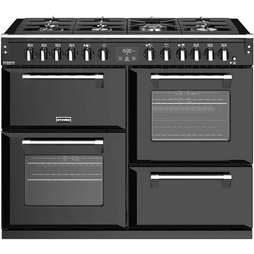 Stoves Richmond Deluxe S1100DF 110cm Dual Fuel Range Cooker - Black - A/A/A Rated