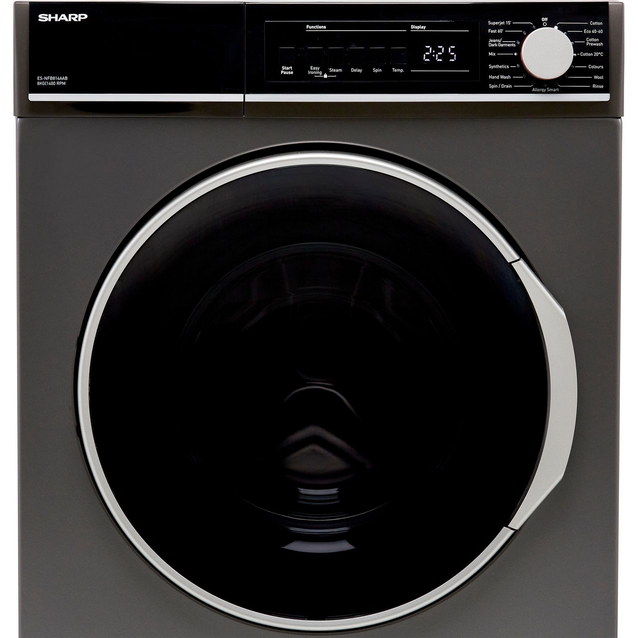 Sharp ES-NFB814AAB 8kg Washing Machine with 1400 rpm - Graphite - B Rated