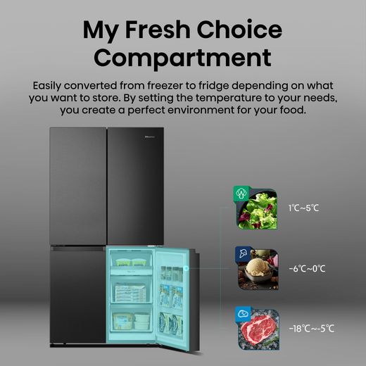 Hisense PureFlat American Fridge Freezer - Black / Stainless Steel - Annotation - My fresh choice shot