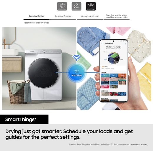 Samsung DV80CGC0B0AEEU Heat Pump Tumble Dryer - White  - Annotation - Smart thing shot