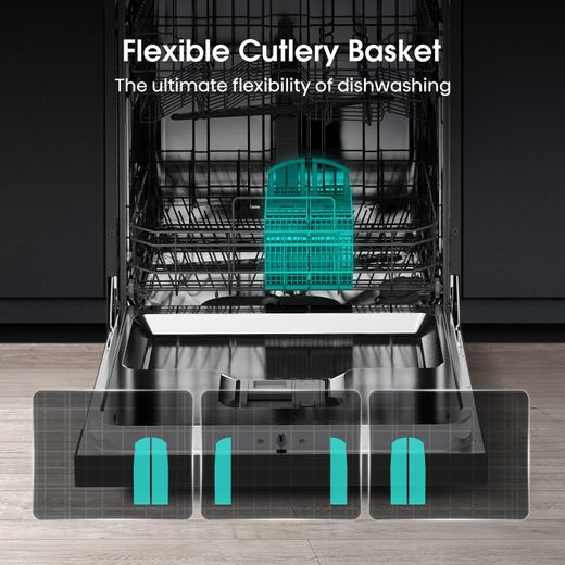 Hisense Standard Dishwasher - Black - Annotation - Flexible cutlery basket