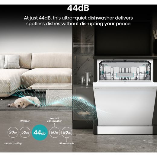 Hisense Standard Dishwasher - White - Annotation - super quiet shot