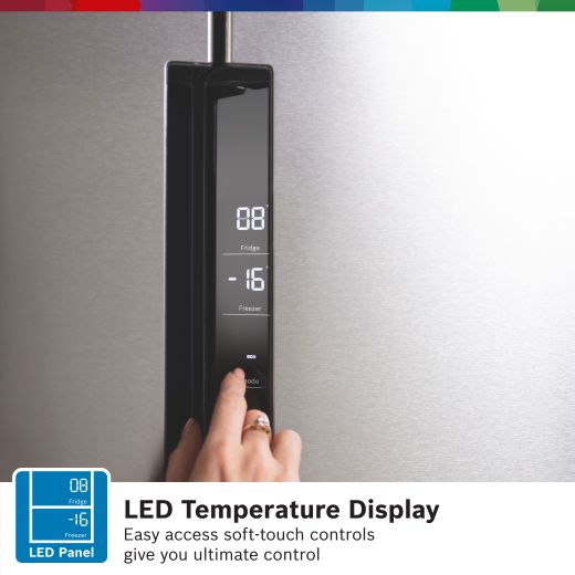 Bosch Series 4 American Fridge Freezer - Stainless Steel Effect - Annotation - LED temperature Display