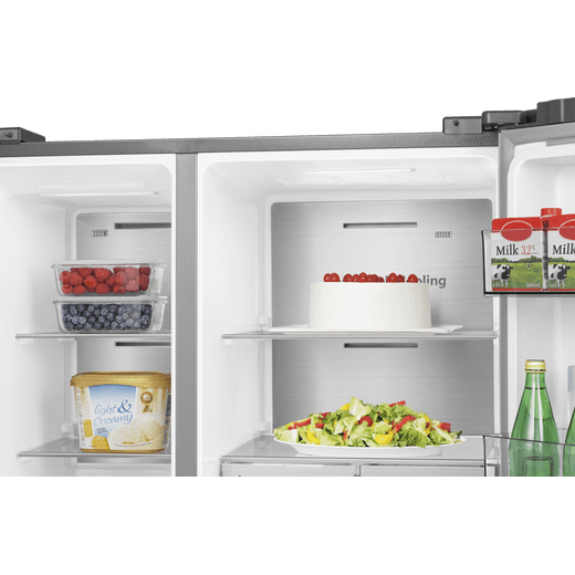 Hisense American Fridge Freezer - Stainless Steel - Internal shot
