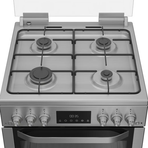 Hotpoint HDG6GDCX Gas Cooker Stainless Steel - Top hob view shot