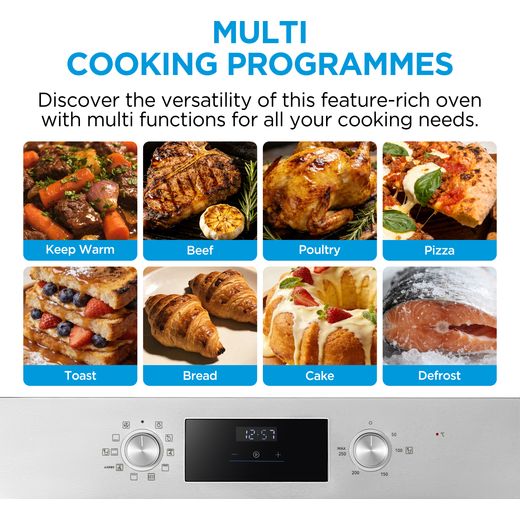 Midea Xpress Fry MBO65M90D2-SS Built In Electric Single Oven - Stainless Steel - Annotation - multi cooking shot
