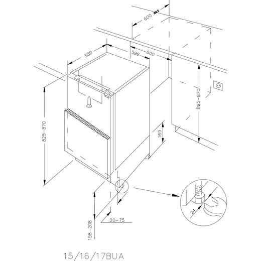Hoover H-FREEZE 300 MINI Integrated Under Counter Freezer - Dimensions