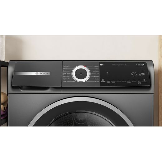 Bosch Series 6 WQH246DRGB 9Kg Heat Pump Tumble Dryer - Cast Iron Grey - control panel shot
